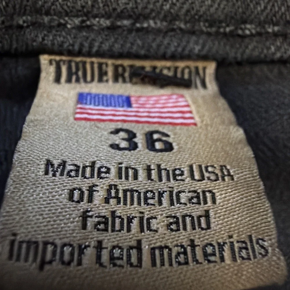 True Religion Jeans Mens 36 Black‎ Ricky Relaxed Straight Denim USA Made Flap